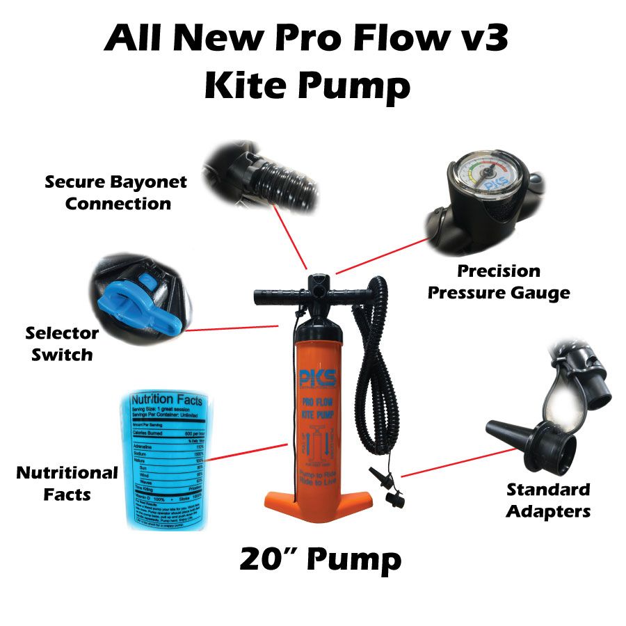 PKS Pro Flow V3 Large Kite & Wing Pump With PSI Meter 20"
