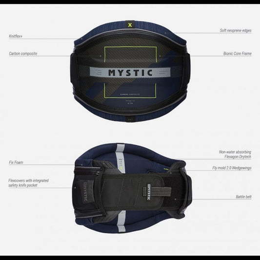  Mystic Majestic X Kiteboarding Waist Harness - Black / White - 20% Off