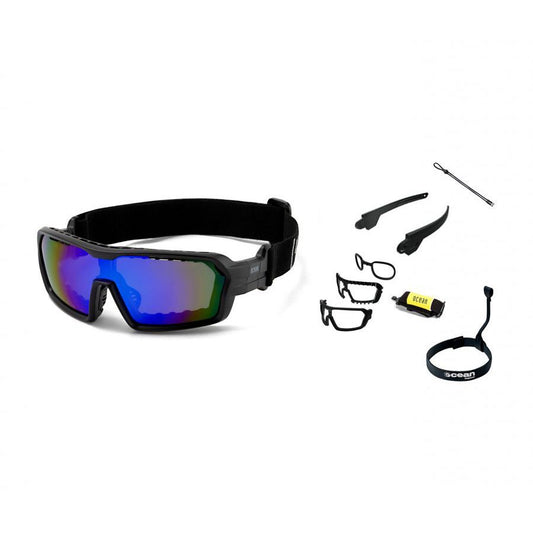  Ocean Chameleon Kiteboarding Water Shades - Matte Black W/Blue Revo Lense