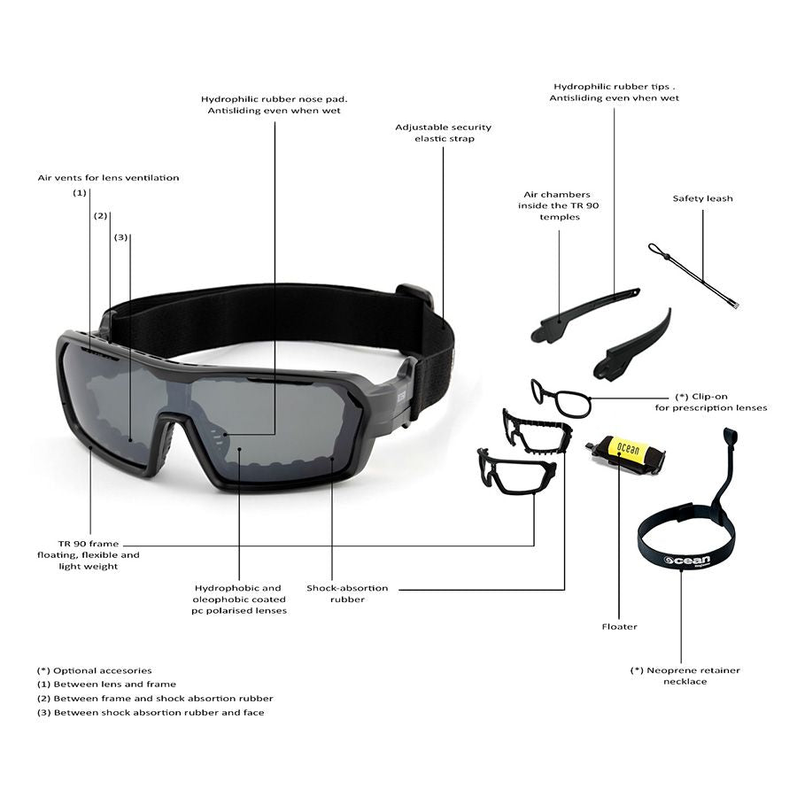  Ocean Chameleon Kiteboarding Water Shades - Matte Black W/Smoke Lense