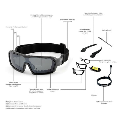  Ocean Chameleon Kiteboarding Water Shades - Matte Black W/Smoke Lense