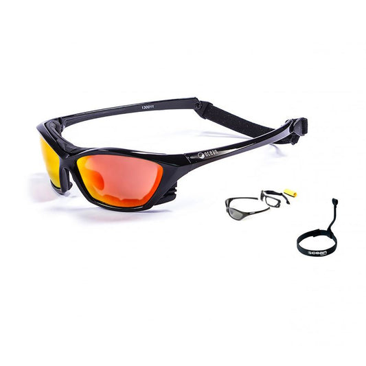  Ocean Lake Garda Kiteboarding Water Shades -Shiny Black W/Red Revo Lens